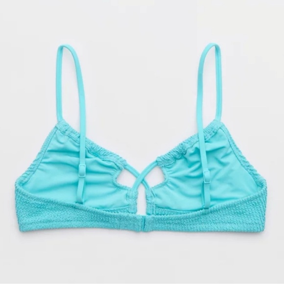 NWT Aerie Shimmery Crinkle Scoop Lace Up Bikini Top - Picture 2 of 6